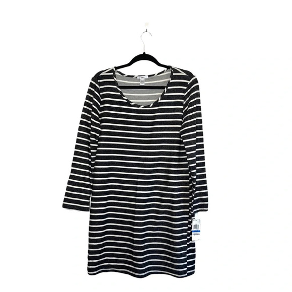 Bar III NWT Miami Black & White Striped Knit Long Sleeve Dress Xlarge Women’s - Picture 1 of 11